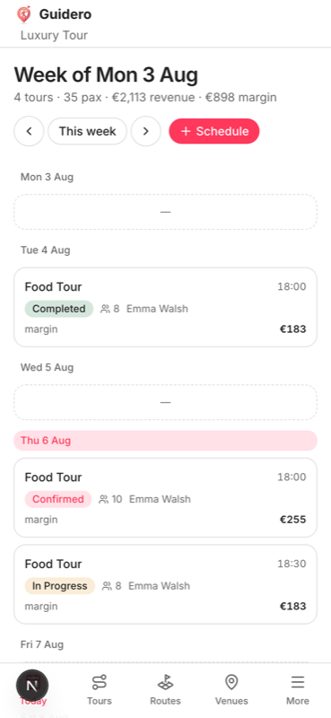 The Guidero operator dashboard